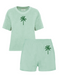 Set Badstof Palm Tree Green Velvet - Mint